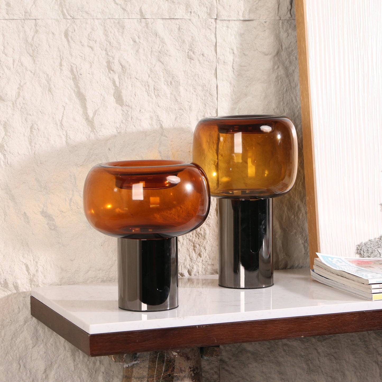 Brunelle Amber Small Glass Vase - Brown