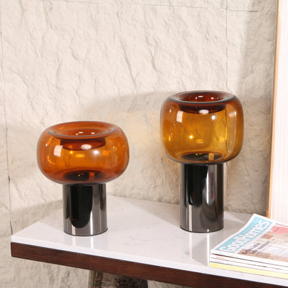 Brunelle Amber Small Glass Vase - Brown