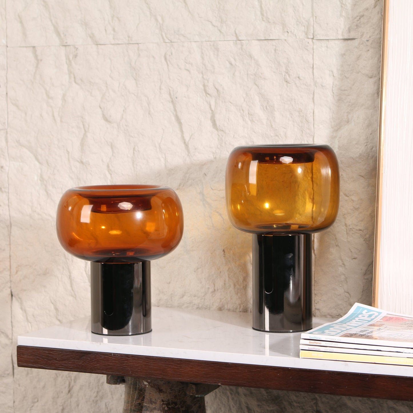 Brunelle Amber Small Glass Vase - Brown