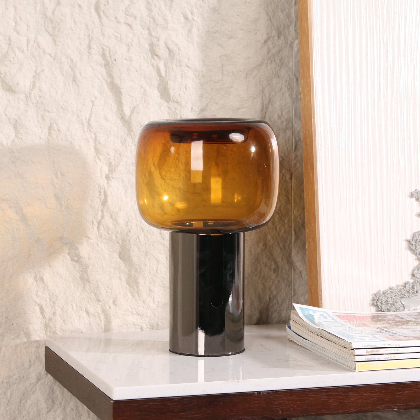 Brunelle Amber Small Glass Vase - Brown