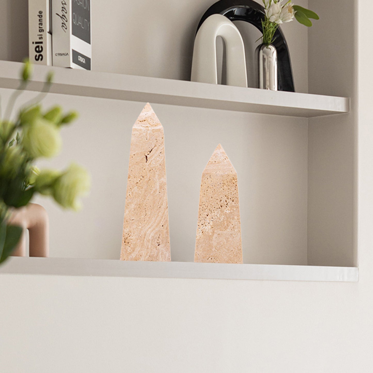 Bravon Obelisks Large Sculpture - Beige