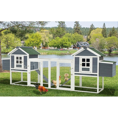 AECOJOY 144'' Large Chicken Coop w/ Run Wooden Hutch Poultry Cage House