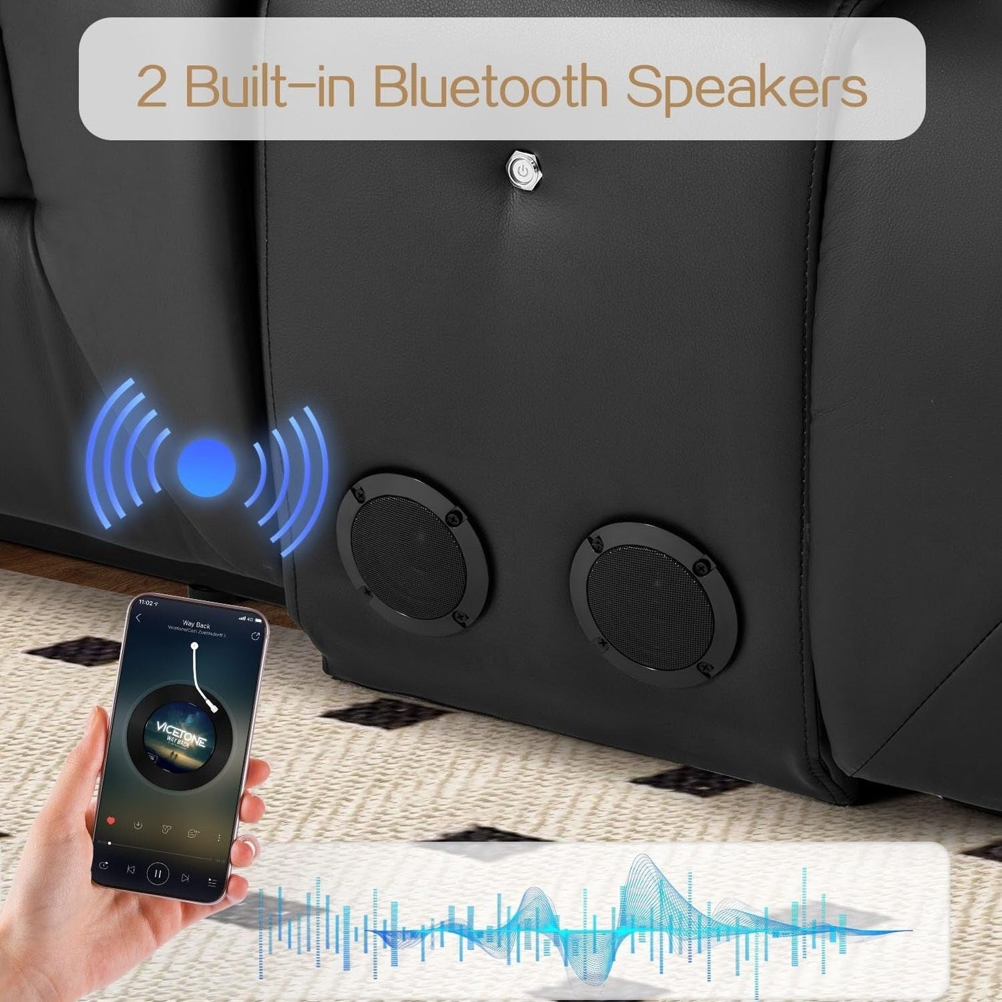 AECOJOY Recliner Sofa Manual RV Reclining Couch PU Home Theater Seating w/ Console