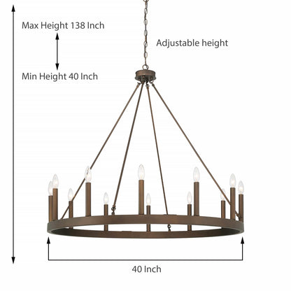 Acroma 12-light Farmhouse 40In Wagon Wheel Chandelier with UL - 40'' D x 138'' H