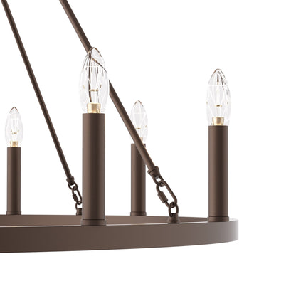 Acroma 12-light Farmhouse 40In Wagon Wheel Chandelier with UL - 40'' D x 138'' H