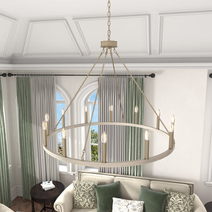 Acroma 12-light Farmhouse 40In Wagon Wheel Chandelier with UL - 40'' D x 138'' H