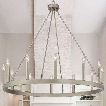 Acroma 12-light Farmhouse 40In Wagon Wheel Chandelier with UL - 40'' D x 138'' H