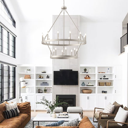 Acroma 20-light Modern Farmhouse 40In Round Wagon Wheel Chandelier with UL