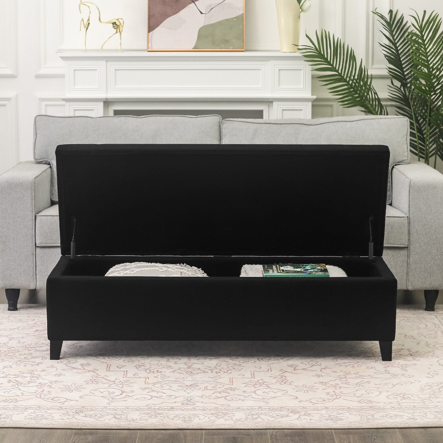 Adeco 50 Bonded Leather Storage Ottoman Bench