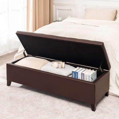 Adeco 50 Bonded Leather Storage Ottoman Bench