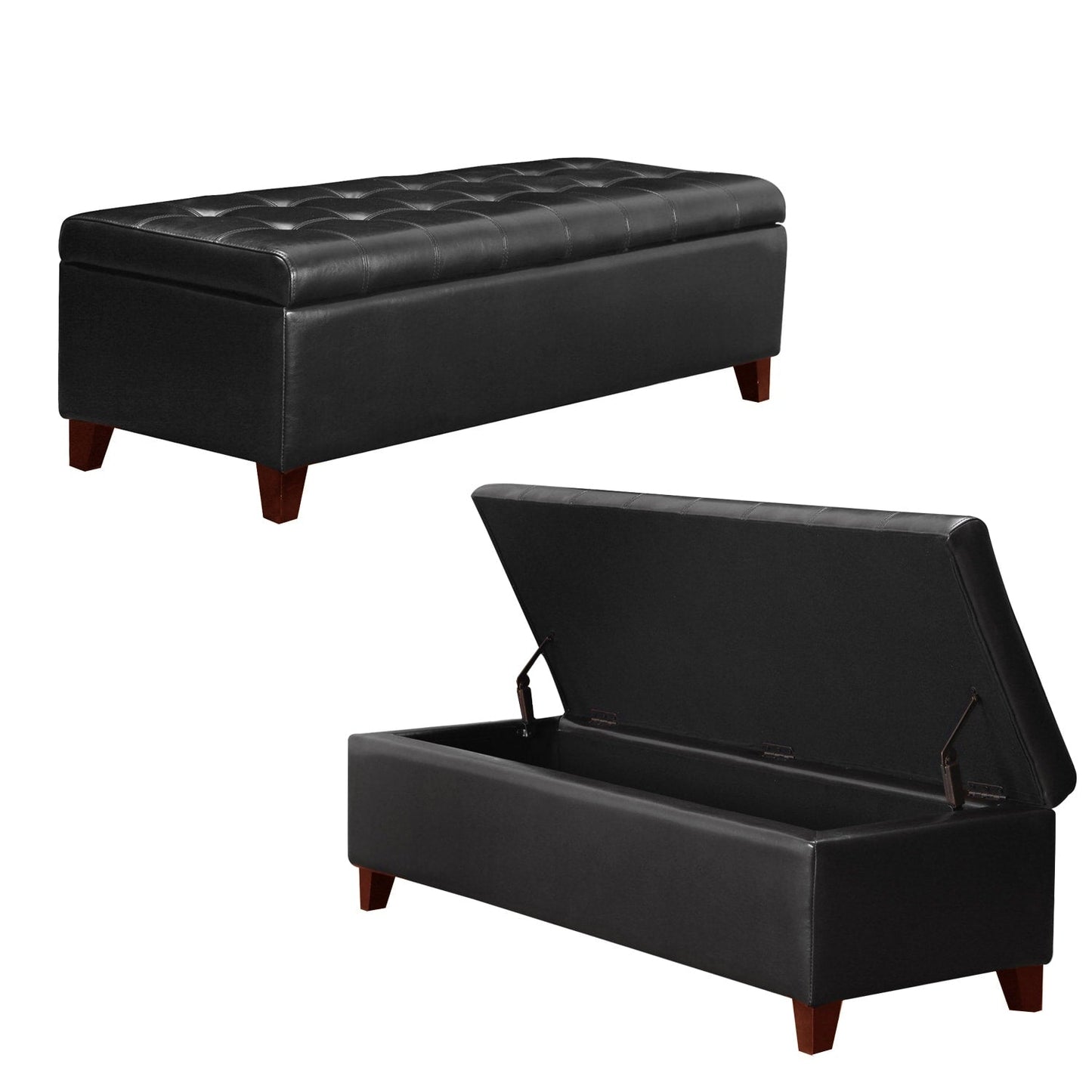 Adeco 50 Bonded Leather Storage Ottoman Bench