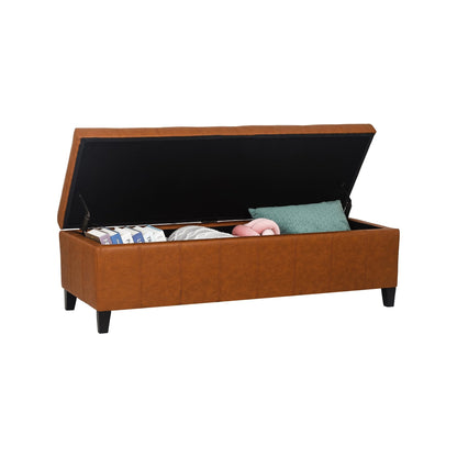 Adeco 50 Bonded Leather Storage Ottoman Bench