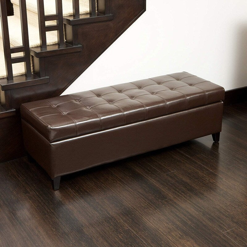 Adeco 50 Bonded Leather Storage Ottoman Bench