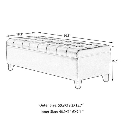Adeco 50 Bonded Leather Storage Ottoman Bench