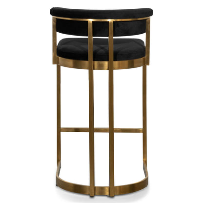 Adela Black Velvet Bar Stool - Golden Base