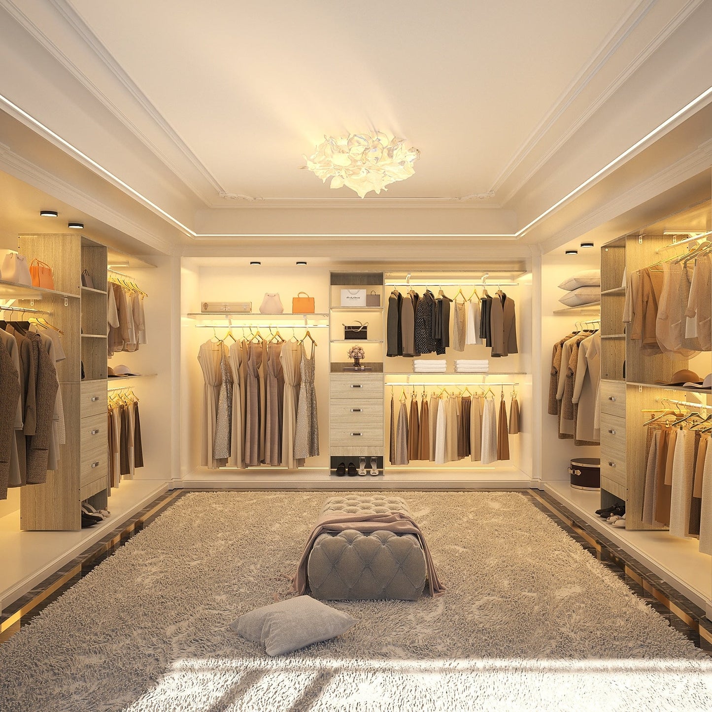 Rackcog 120'' Adjustable Closet Organizer with Drawers, Closet System with DIY Shelves for Reach-in and Walk-in Closet