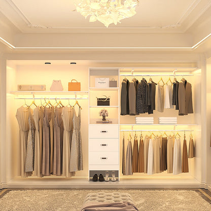 Rackcog 120'' Adjustable Closet Organizer with Drawers, Closet System with DIY Shelves for Reach-in and Walk-in Closet