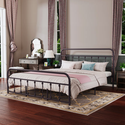 Alazyhome Simple Vintage Metal Platform Bed Frame, Easy-Assembly