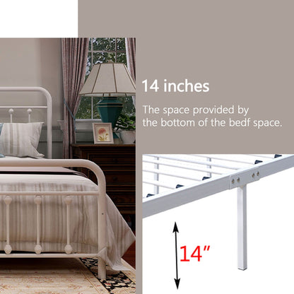 Alazyhome Simple Vintage Metal Platform Bed Frame, Easy-Assembly