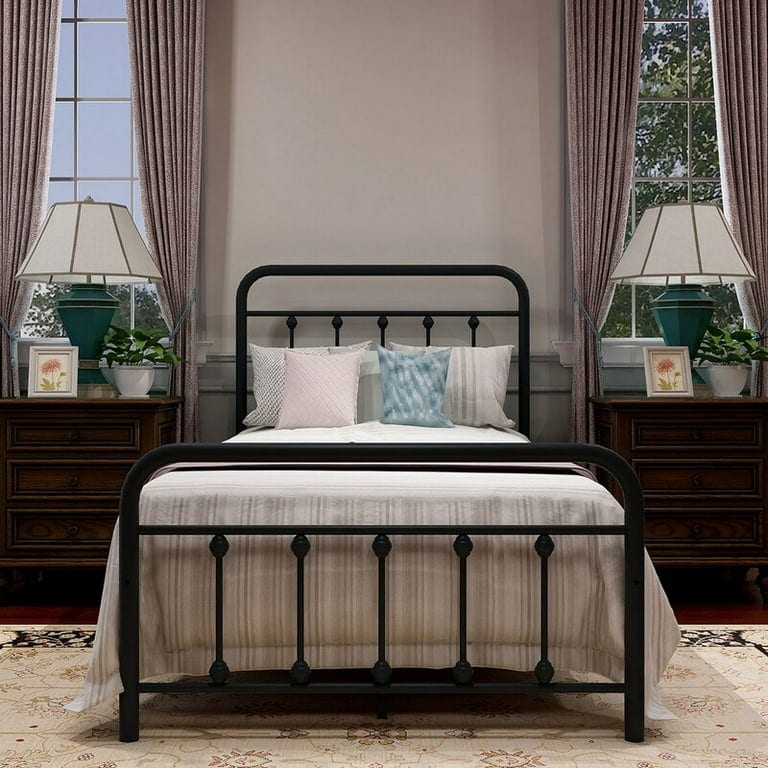 Alazyhome Simple Vintage Metal Platform Bed Frame, Easy-Assembly