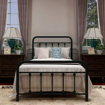 Alazyhome Simple Vintage Metal Platform Bed Frame, Easy-Assembly