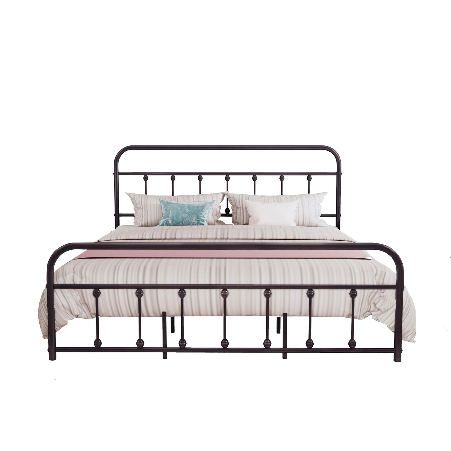 Alazyhome Simple Vintage Metal Platform Bed Frame, Easy-Assembly