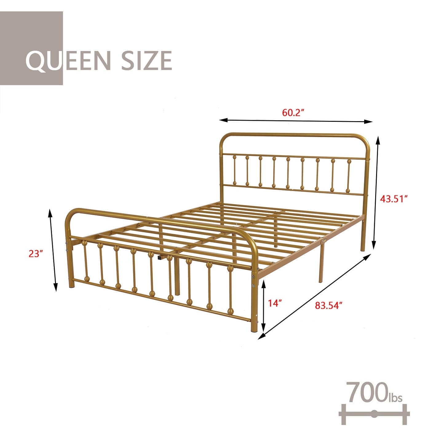 Alazyhome Simple Vintage Metal Platform Bed Frame, Easy-Assembly