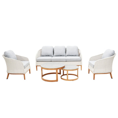 Albert 5pcs Outdoor Lounge Set - White Wicker