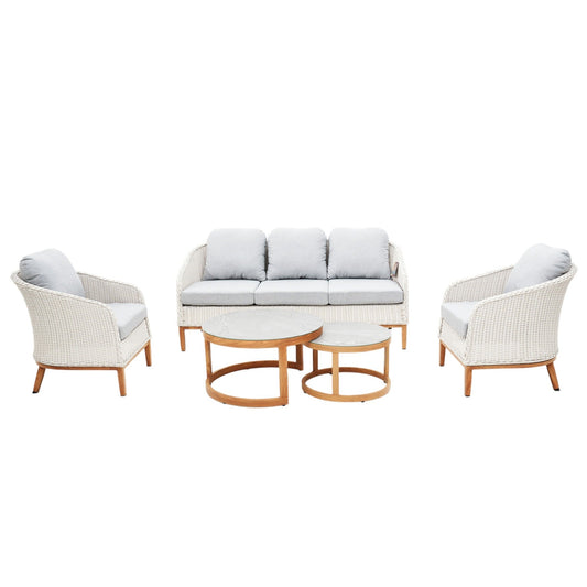 Albert 5pcs Outdoor Lounge Set - White Wicker