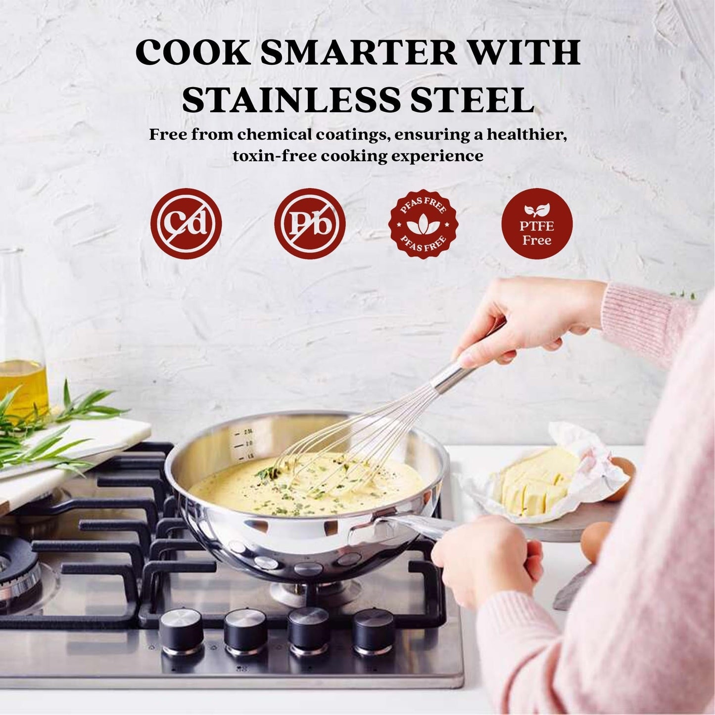 Alva Maestro 5-Ply Stainless Steel Saucier Pan - 1.6 Qt. Non-Toxic