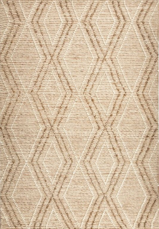Amelia 300cm x400cm Boho Textured Hypo-Allergenic Wool Rug - Beige