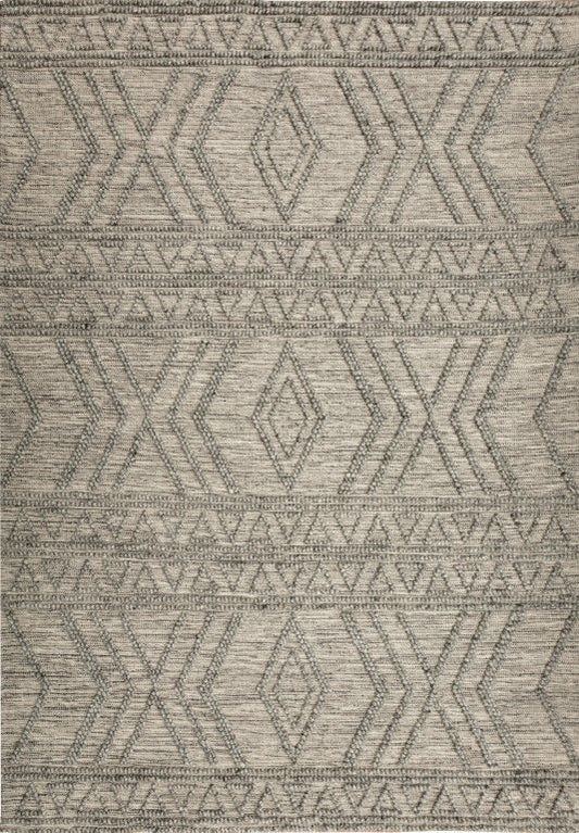 Amelia 240cm x320cm Tribal Textured Hypo-Allergenic Wool Rug - Grey