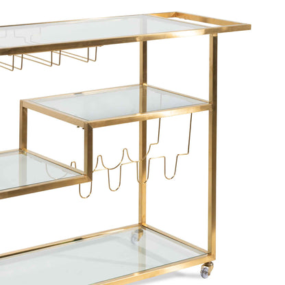 Arden Glass Bar Cart - Brushed Gold Base