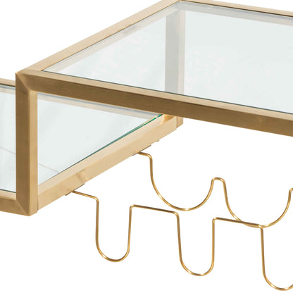 Arden Glass Bar Cart - Brushed Gold Base
