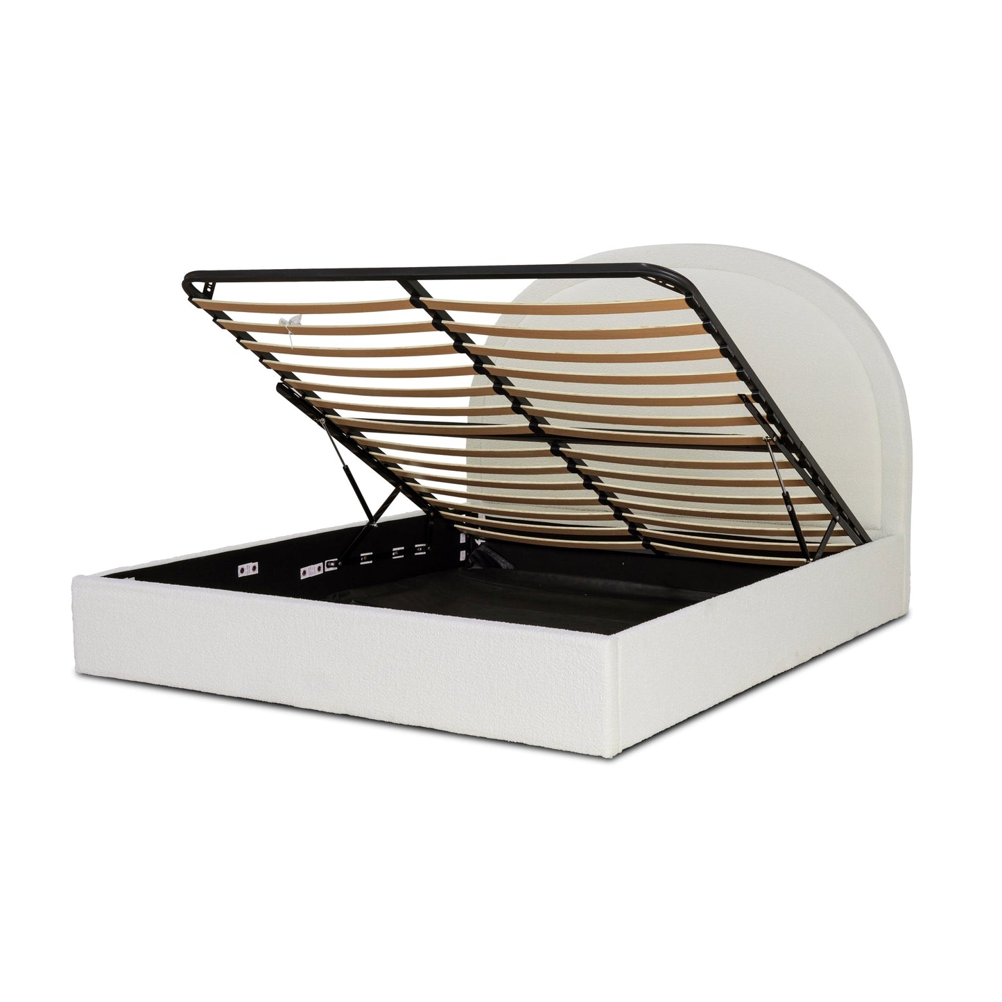 Antoni Queen Bed Frame - Antique White Boucle with Storage