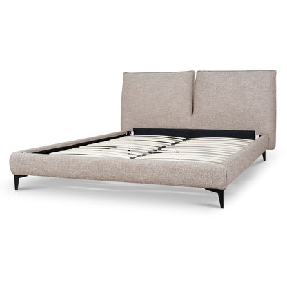 Celeste Fabric Queen Bed Frame - Stonish Beige