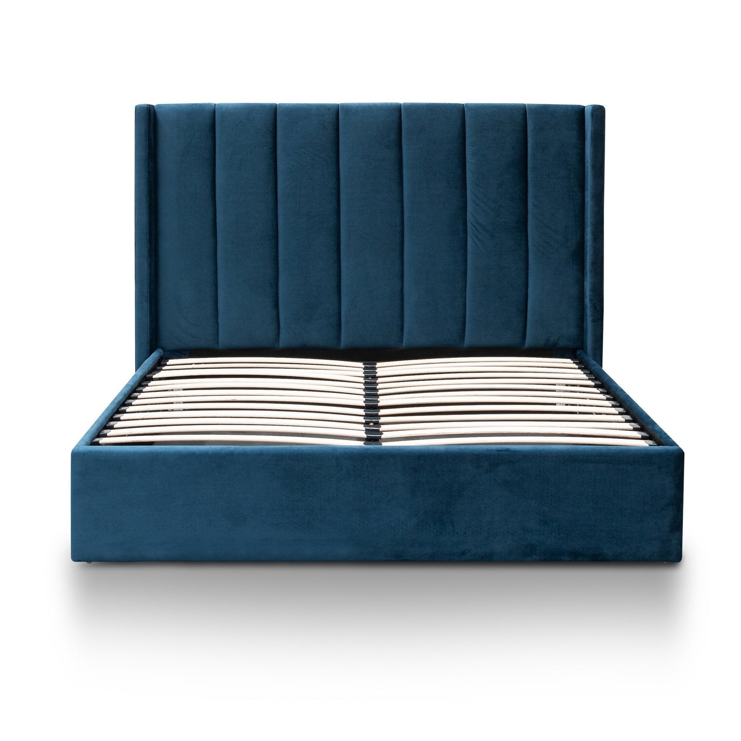 Betsy Queen Bed Frame - Teal Navy Velvet with Storage