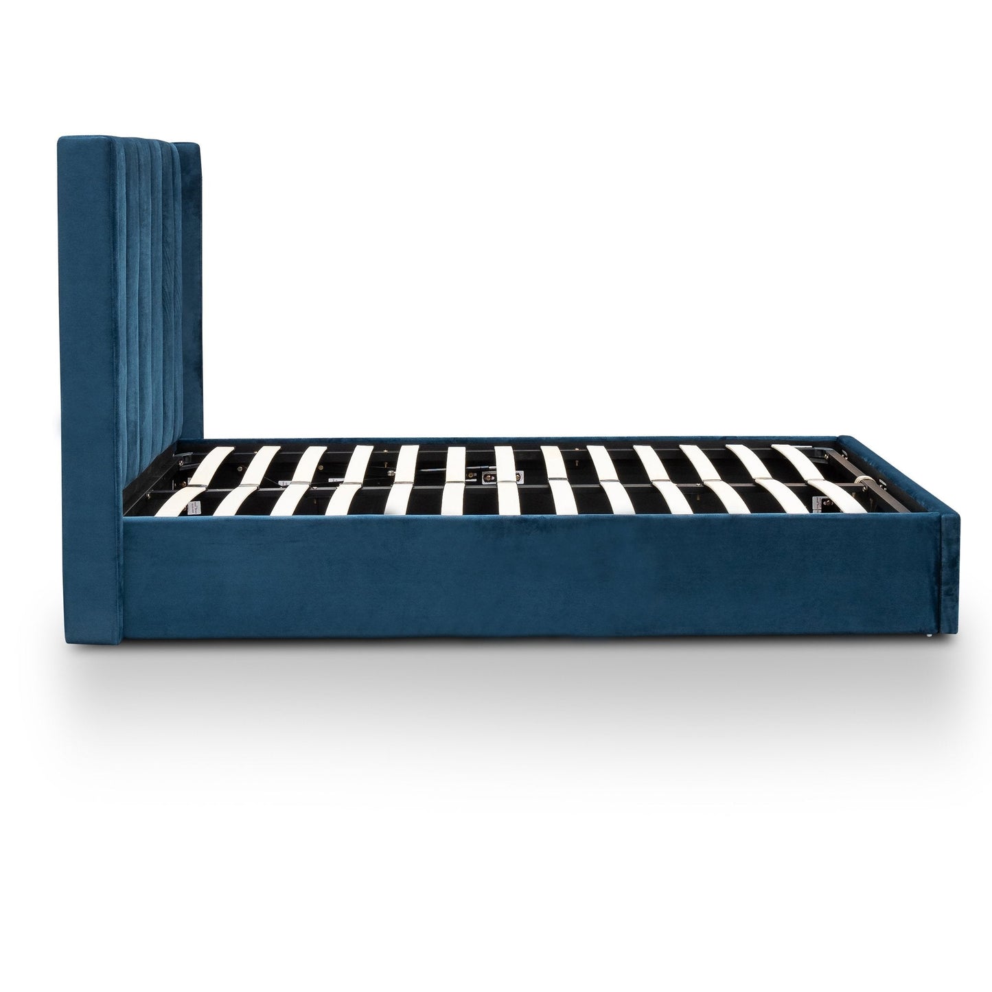 Betsy Queen Bed Frame - Teal Navy Velvet with Storage