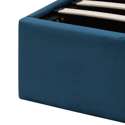 Betsy King Bed Frame - Teal Navy Velvet with Storage