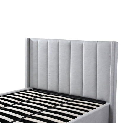 Betsy Fabric King Bed Frame - Pearl Grey with Storage