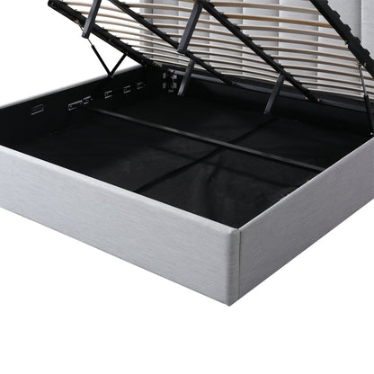 Betsy Fabric King Bed Frame - Pearl Grey with Storage