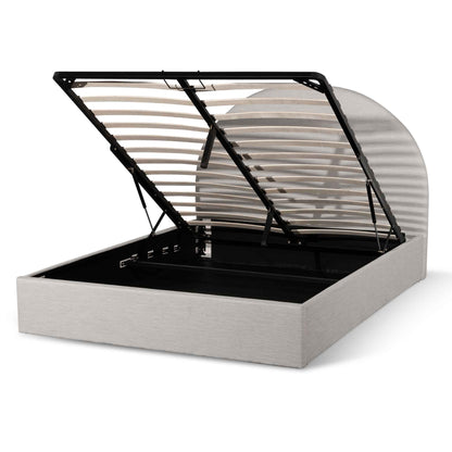Antonia Fabric Queen Bed - Pearl Grey with Storage