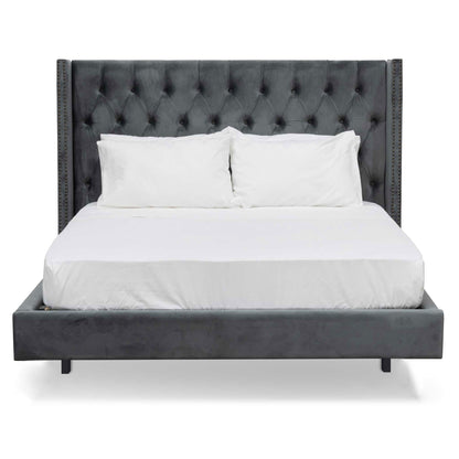 Carolina King Bed Frame - Charcoal Velvet