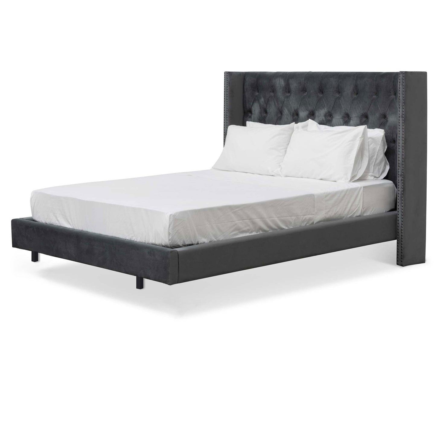 Carolina King Bed Frame - Charcoal Velvet