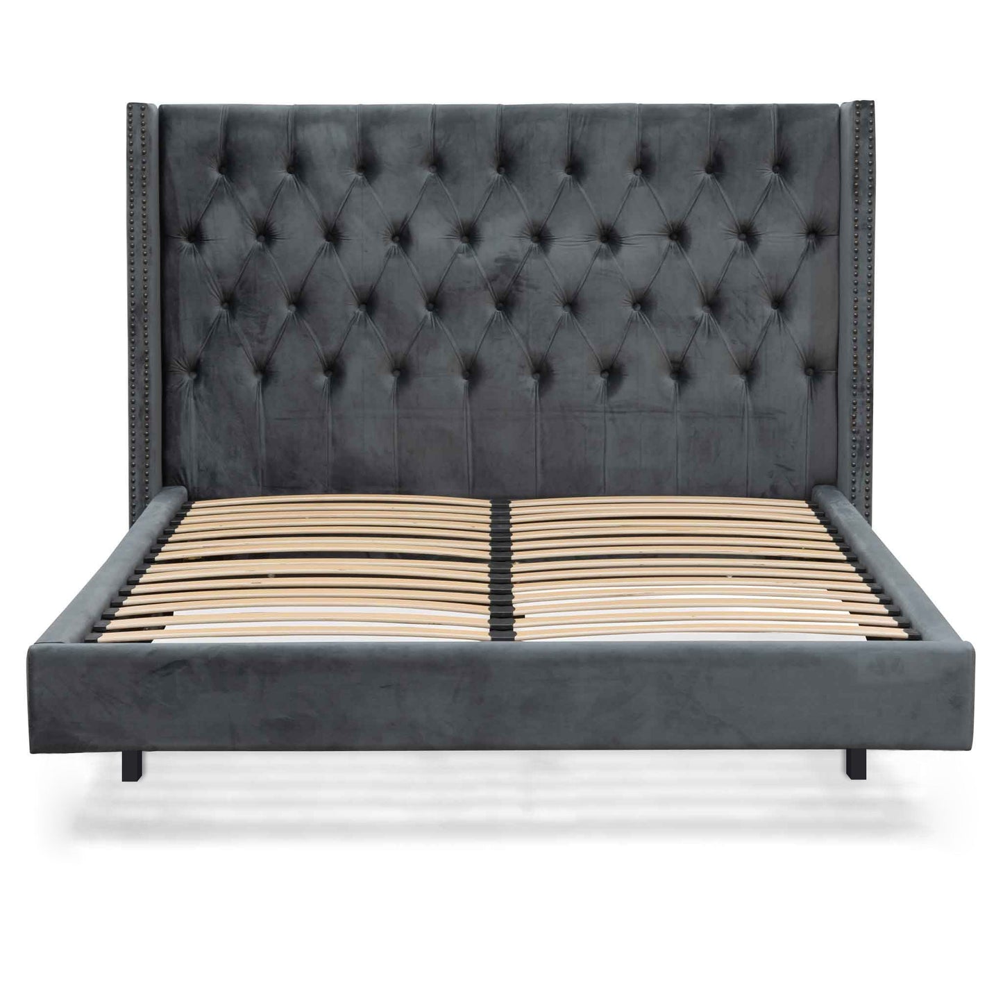 Carolina King Bed Frame - Charcoal Velvet