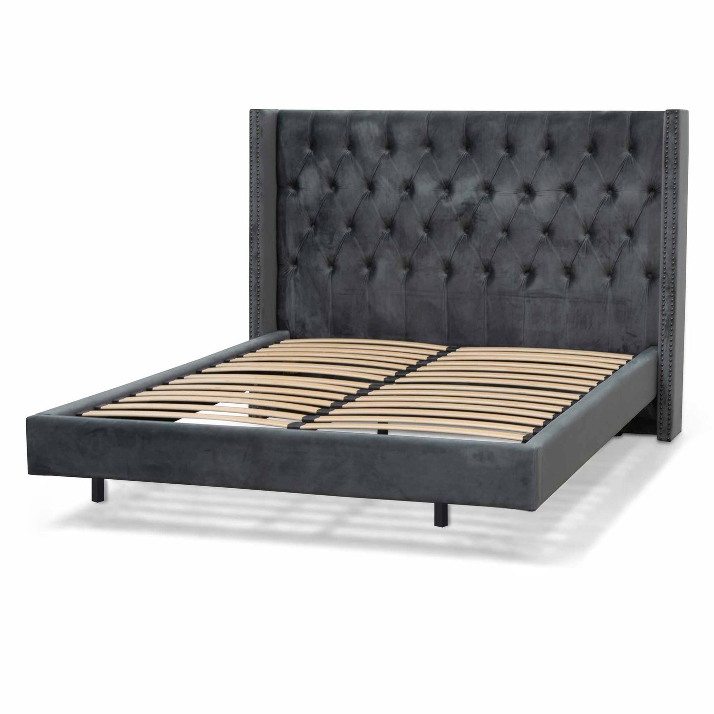 Carolina King Bed Frame - Charcoal Velvet