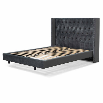 Carolina King Bed Frame - Charcoal Velvet