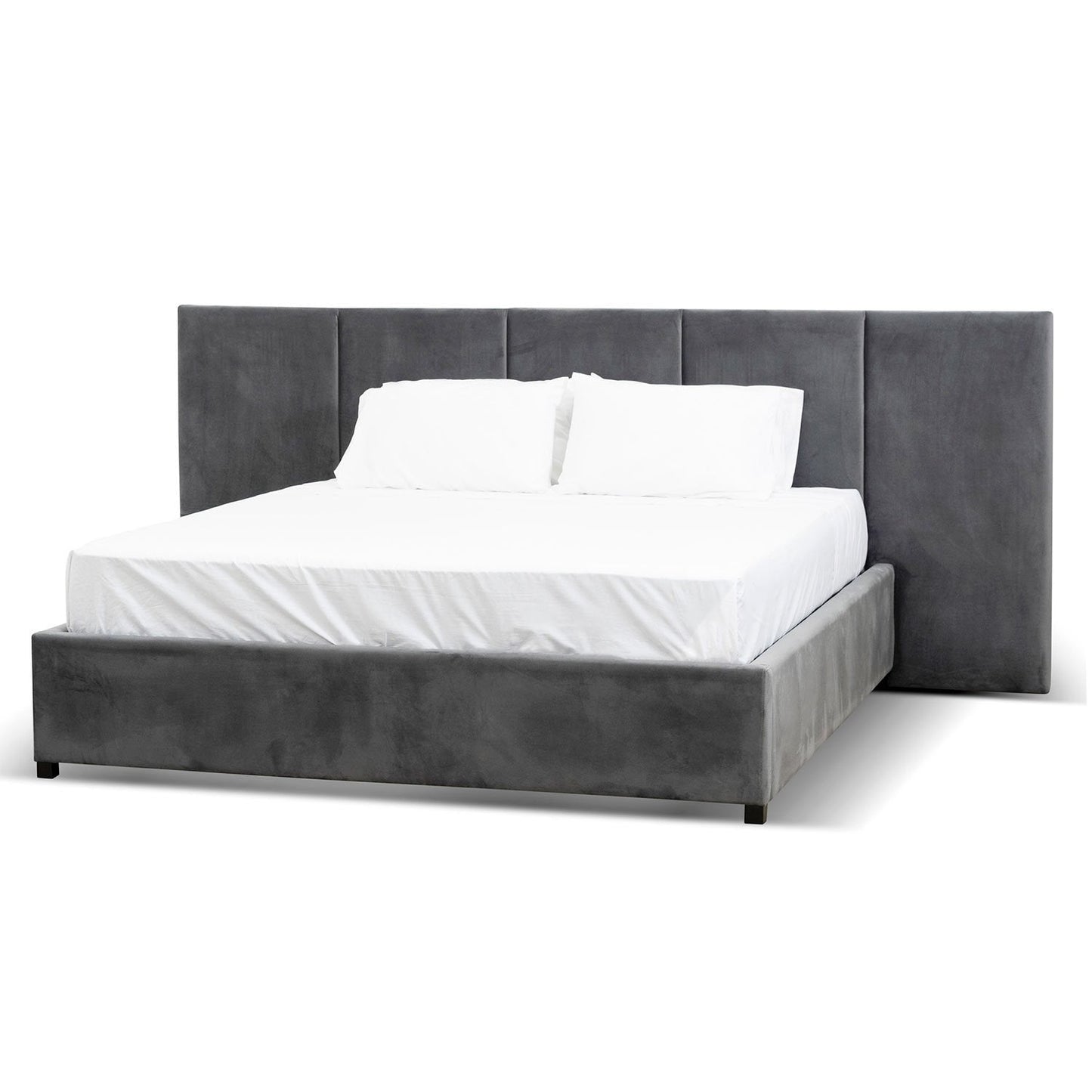 Amado King Bed Frame - Charcoal Velvet with Storage