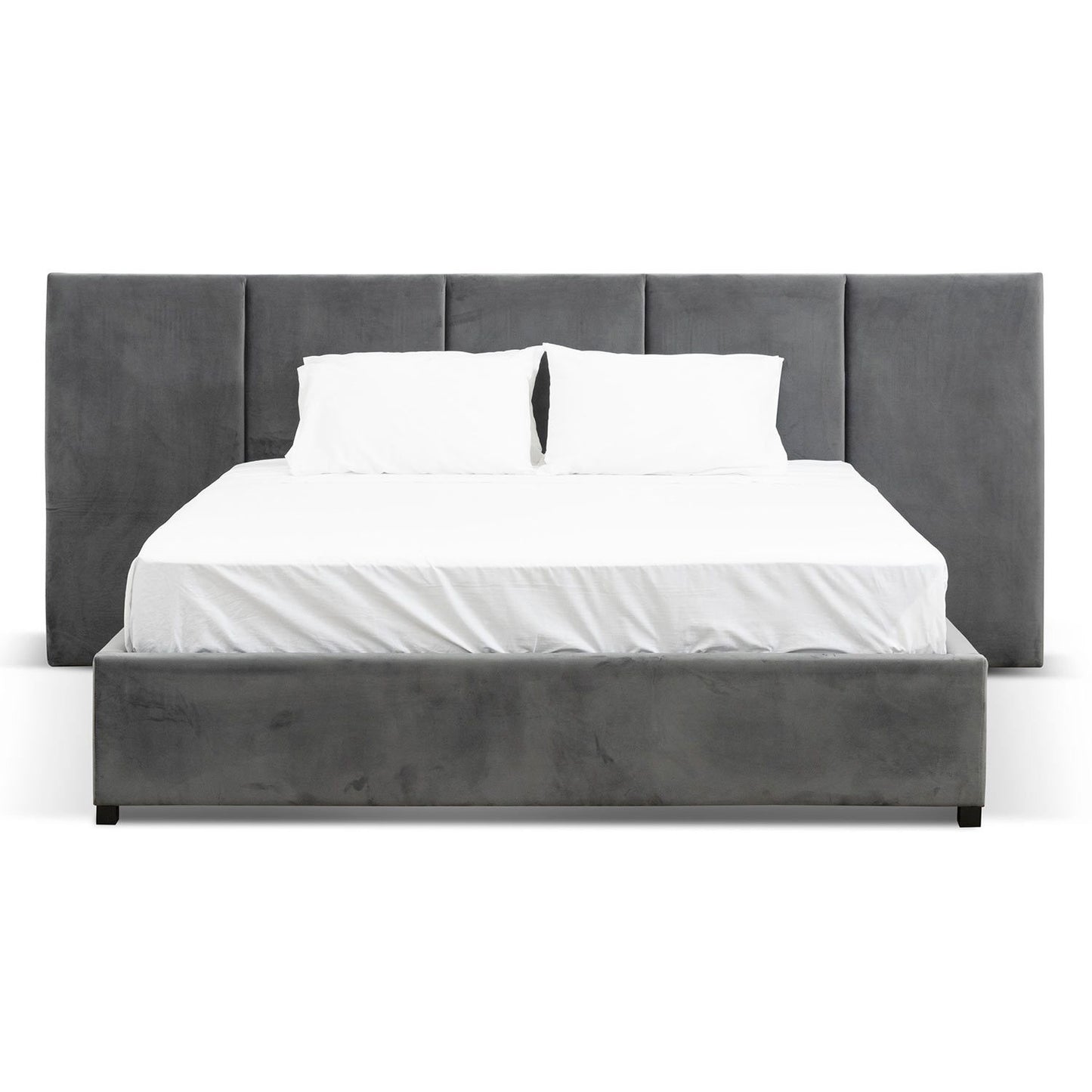 Amado King Bed Frame - Charcoal Velvet with Storage
