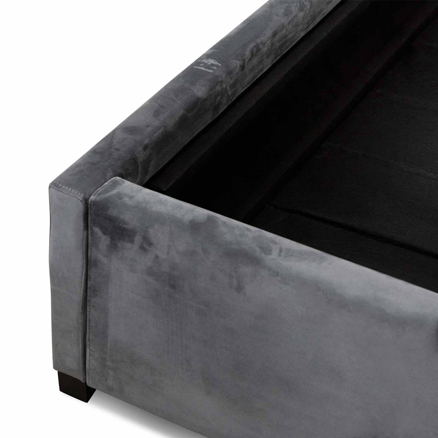 Amado King Bed Frame - Charcoal Velvet with Storage